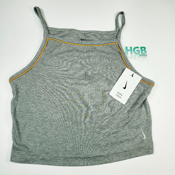 Nike Tops - Nike Tank Top Women's Yoga Slim-fit Ribbed Cropped Running Sport Grey CU5344-073